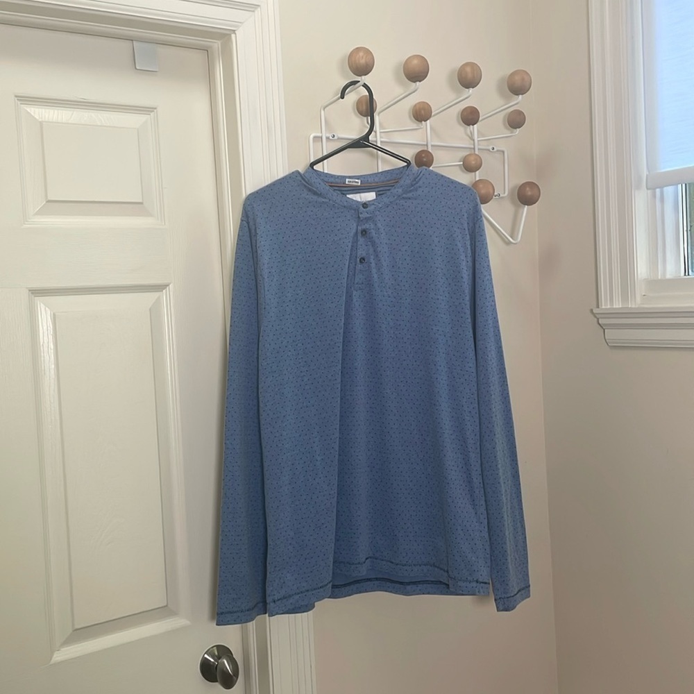 Denim & Flower - Long Sleeve Henley - Blue - L